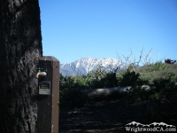 Water faucet in Jackson Flat Group Campground with Mt Baldy in background - Wrightwood CA Camping