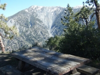 Picnic Table in Guffy Campground overlooking Pine Mountain - Wrightwood CA Camping