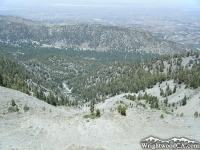 Looking down at Swarthout Valley and town of Wrightwood from the landslide on Wright Moutnain - Wrightwood CA