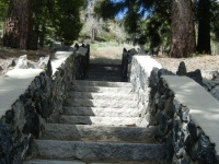 Stairs leading to the start of the Big Pines Nature Trail - Wrightwood CA Hiking