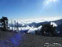 Clouds below peak of Mt Baden Powell - Wrightwood CA Hiking