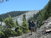 Looking at landslide of Wright Mountain from Acorn Trail - Wrightwood CA Hiking