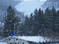 Landslide on Wright Mountain after snow storm, viewed from town of Wrightwood - Wrightwood CA Mountains