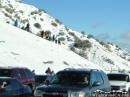 Snow Players standing in line for their turn to sled into on-coming traffic... - Wrightwood CA Photos