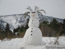 Snowman in front of Wright Mountain. - Wrightwood CA Photos